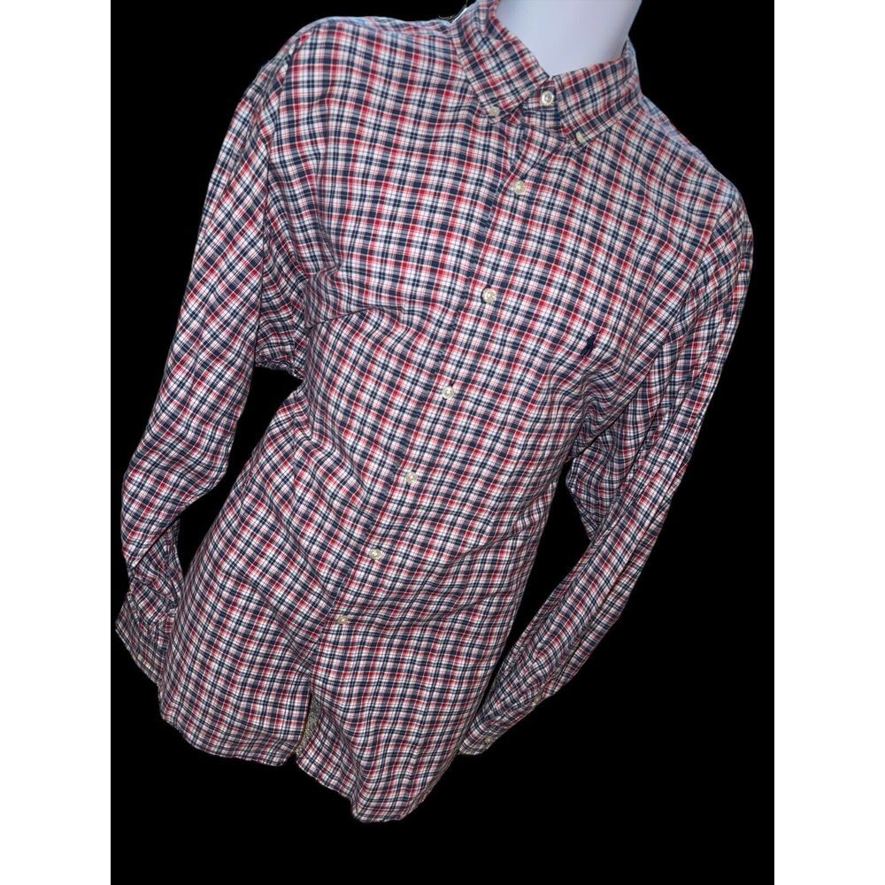 Ralph Lauren Sport Shirt Mens Sz XL Plaid Long Sleeve Blue Navy Button Down